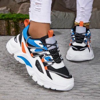 Hot Sale Zapatillas PU Thick Sole Shoes Flat Non-Slip Platform Running Shoes Casual Chunky Sneakers for Outdoor Ladies - Image 4