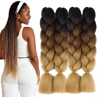 Vente chaude Jumbo Tressage Cheveux 24 Pouces Africain Crochet Tresses 100g En Gros Synthétique yaki Ombre Tressage Extensions de Cheveux