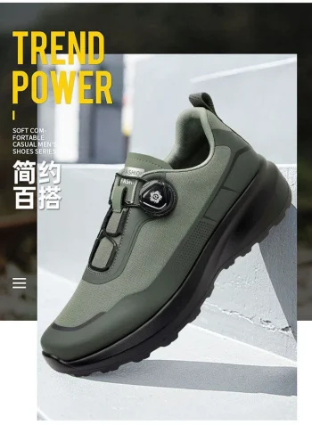 Anti slip Men's Thick Sole Casual Dad Shoes with  Rotating Automatic Lock Shoes - Image 5