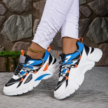 Hot Sale Zapatillas PU Thick Sole Shoes Flat Non-Slip Platform Running Shoes Casual Chunky Sneakers for Outdoor Ladies - Image 5
