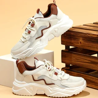 Trendy Women Men Platform Thick Sole Mesh Breathable Comfortable Sneaker Lace-up Outdoor Ladies Casual Running Shoes