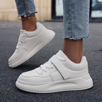 2024 New Style Women Tennis Running Shoes Comfortable Lace up Casual Shoes Fashion White PU Leather Sneakers Walking Shoes - Image 4