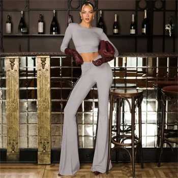 OUDINA Best-selling Clothing Casual Solid Short Top Trousers Suit Women Two Piece Set Lounge Wear Womens Pants Sets - Image 6
