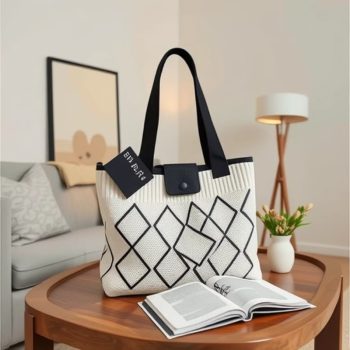 Sac à main pour femme à épaule unique Sac fourre-tout matelassé de grande capacité pour l'extérieur Polyester tricoté simple pour les étudiants du début de l'automne - Image 2