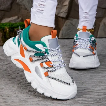 Hot Sale Zapatillas PU Thick Sole Shoes Flat Non-Slip Platform Running Shoes Casual Chunky Sneakers for Outdoor Ladies - Image 4