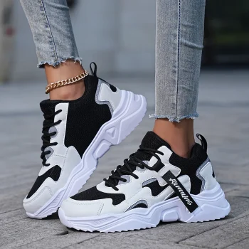 Women's Shoes Spring and Autumn Season New Breathable High Top Versatile Little White Thick Sole Sports and Casual Dad Shoes - Image 2