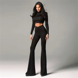 OUDINA Best-selling Clothing Casual Solid Short Top Trousers Suit Women Two Piece Set Lounge Wear Womens Pants Sets