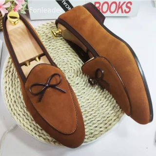 Size 37-48/6-14 Genuine Leather Loafers Comfortable Wedding Footwear Red Bottom Dress Shoes for Men