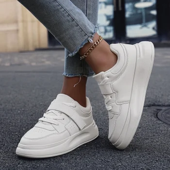2024 New Style Women Tennis Running Shoes Comfortable Lace up Casual Shoes Fashion White PU Leather Sneakers Walking Shoes - Image 5