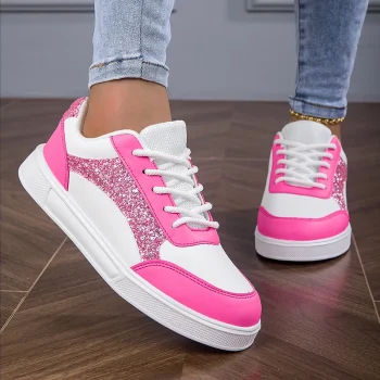 New Design Pink Factory Wholesale New Leather Casual Trend Waterproof Flat Soft-sole Sports Shoes Low Top Sneakers Ladies - Image 5
