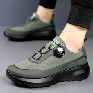 Anti slip Men's Thick Sole Casual Dad Shoes with  Rotating Automatic Lock Shoes