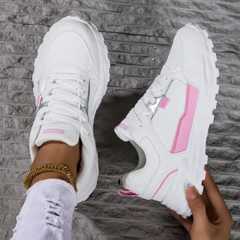 White Pink Women Sneakers Platform Chunky Breathable Women's Casual Shoes Mesh Ladies Female Footwear Tennis Sneakers - Image 3