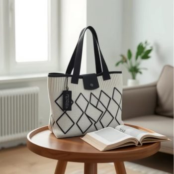 Sac à main pour femme à épaule unique Sac fourre-tout matelassé de grande capacité pour l'extérieur Polyester tricoté simple pour les étudiants du début de l'automne - Image 3