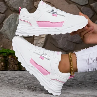 White Pink Women Sneakers Platform Chunky Breathable Women's Casual Shoes Mesh Ladies Female Footwear Tennis Sneakers