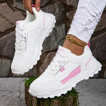 White Pink Women Sneakers Platform Chunky Breathable Women's Casual Shoes Mesh Ladies Female Footwear Tennis Sneakers - Image 2