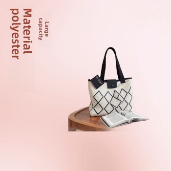 Sac à main pour femme à épaule unique Sac fourre-tout matelassé de grande capacité pour l'extérieur Polyester tricoté simple pour les étudiants du début de l'automne - Image 7