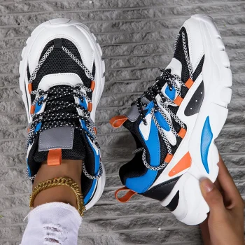 Hot Sale Zapatillas PU Thick Sole Shoes Flat Non-Slip Platform Running Shoes Casual Chunky Sneakers for Outdoor Ladies - Image 3