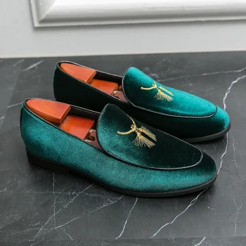 Fashion Design Comfortable Dress Shoes Slip on Green Color Size 47 48 Mens Suede Loafers Shoes - Image 8