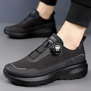 Anti slip Men's Thick Sole Casual Dad Shoes with  Rotating Automatic Lock Shoes - Image 4