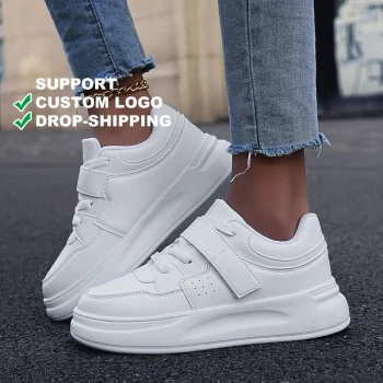 2024 New Style Women Tennis Running Shoes Comfortable Lace up Casual Shoes Fashion White PU Leather Sneakers Walking Shoes - Image 2