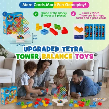 64PCS Tetra Tower Fun Balance Stacking Building Blocks Board Game for Kids Adults Friends Team Dorm Family Game Night and Partie - Image 6