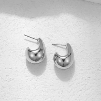 Vintage Chunky Dome Drop Earrings For Women Gold Plated Stainless Steel Thick Teardrop Earring Statement Wedding Jewelry Gifts - Image 4