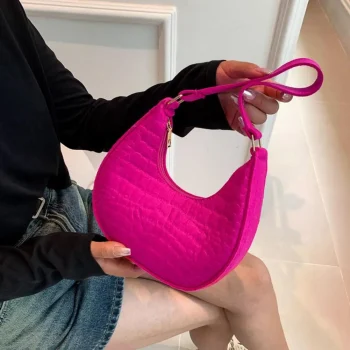 Solid Color Shoulder Bag Women Felt Shoulder Bag Stylish Women's Felt Shoulder Bags for Daily Outings Travel Retro for Work - Image 5