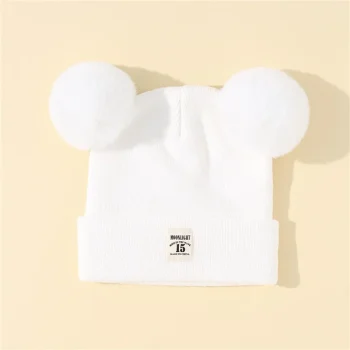 Unisex Toddler Beanie Hat Soft Winter Warm Double Pom Toddler Knit Cap For Infant Boys And Girls Crochet Hat - Image 3