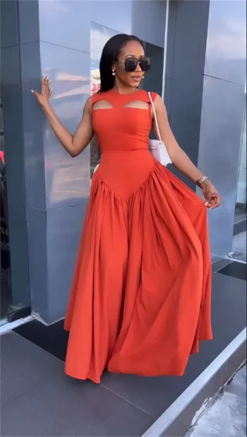 Dresses Pullover Hollow Solid O Neck Women Dress Sleeveless High Street Sexy Ankle Length Vestidos Loose Fit Shirring 2024 - Image 6