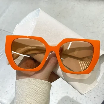Vintage Brand Designer Polygon Sunglasses Women For Men Luxury Fashion Sun Glasses Trendy Punk Ladies Orange Big Shades - Image 10