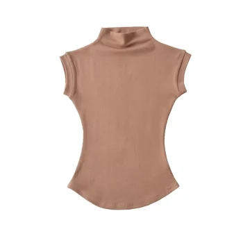 Women Summer Sexy Turtleneck Sleeveless T-Shirts Tops Solid Slim Fit Pullovers Causal Tees Shirts Female Streetwear Basics Tees - Image 11