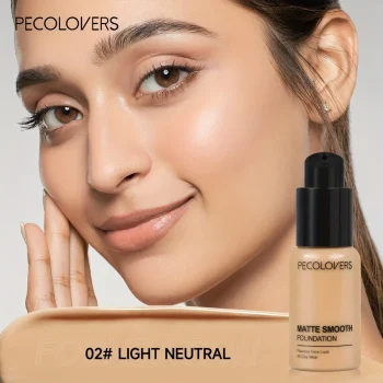 PECOLOVERS Matte Finish Liquid Foundation - Oil-Control, Waterproof, Full Coverage Concealer for All Skin Tones - Image 9