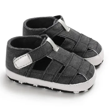 0-24montsh Infant Boys Canvas Shoes Moccasins Child Sandals Boys Summer Sandals Sneakers For Baby Boys Solid Black Sandals - Image 8