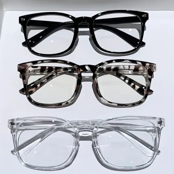 3pcs Lightweight PC Frames Minimalist Square Clear Lens Glasses - Blue Light Blocking, Full Frame, for Everyday & Casual Wear - Image 2