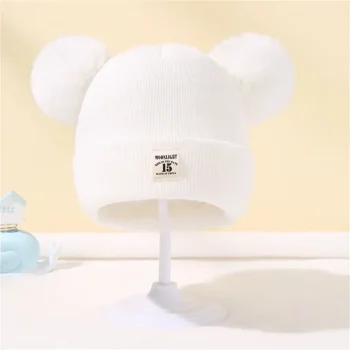 Unisex Toddler Beanie Hat Soft Winter Warm Double Pom Toddler Knit Cap For Infant Boys And Girls Crochet Hat - Image 4