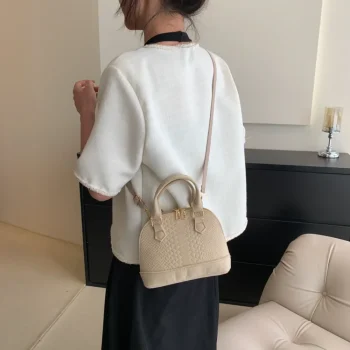 Vintage Felt Women's Bag Crocodile Pattern Shell Shape Handbag Simple Casual Shoulder Crossbody Bag Trendy Lady Commuter Bag - Image 5