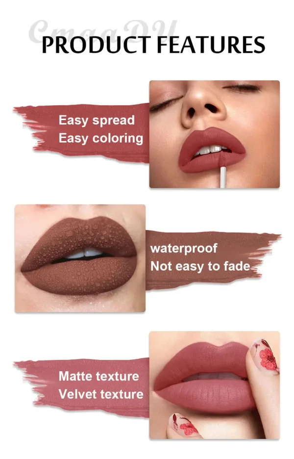 1pcs Waterproof Matte Velvet Lip Glaze Moisturizing Long Lasting Non-stick Cup Not Easy To Fade Lip Gloss Lipstick Makeup - Image 5