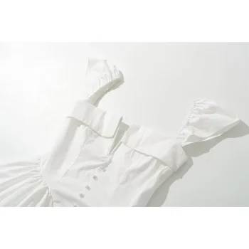 YENKYE Summer Women Sexy Fit And Flare White Mini Dresses Short Sleeve Low Waist Elegant Party Dress Ladies Bridesmaids Robe - Image 5