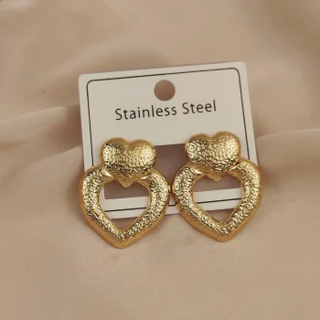 Charming heavy metal love 18K gold-plated women's earrings, waterproof and non-fading stainless steel, wife gift - Image 6