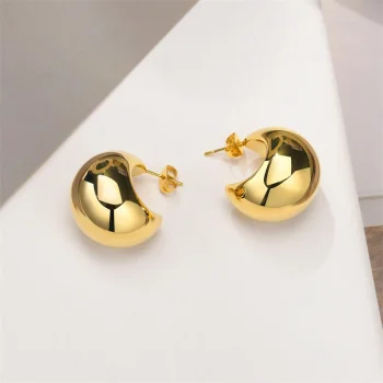 Vintage Chunky Dome Drop Earrings For Women Gold Plated Stainless Steel Thick Teardrop Earring Statement Wedding Jewelry Gifts - Image 10