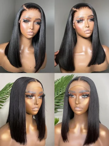 13x4 Lace Front Human Hair Wig Transparent Lace Frontal Wigs For Black Women Short Bob Wig Multiple Remy Straight Natural Wig - Image 3