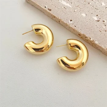 Vintage Chunky Dome Drop Earrings For Women Gold Plated Stainless Steel Thick Teardrop Earring Statement Wedding Jewelry Gifts - Image 8