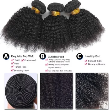 Raw Indian Afro Kinky Curly Human Hair Bundles 4B 4C Natural Virgin Curly 100% Soft Human Hair Weave Bundle Hair Extension Weft - Image 4