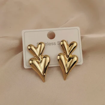 Charming heavy metal love 18K gold-plated women's earrings, waterproof and non-fading stainless steel, wife gift - Image 7