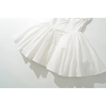 YENKYE Summer Women Sexy Fit And Flare White Mini Dresses Short Sleeve Low Waist Elegant Party Dress Ladies Bridesmaids Robe - Image 6