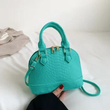 Vintage Felt Women's Bag Crocodile Pattern Shell Shape Handbag Simple Casual Shoulder Crossbody Bag Trendy Lady Commuter Bag - Image 8
