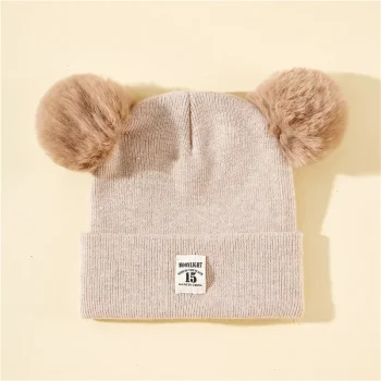 Unisex Toddler Beanie Hat Soft Winter Warm Double Pom Toddler Knit Cap For Infant Boys And Girls Crochet Hat - Image 10