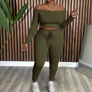 Plus Size Clothes Sets For Women's Clothing Two Piece Set Casual Solid Long SleeveTop And Pants Two Piece Set Fashion Clothing - Image 7