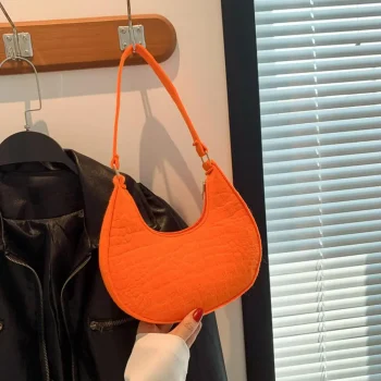 Solid Color Shoulder Bag Women Felt Shoulder Bag Stylish Women's Felt Shoulder Bags for Daily Outings Travel Retro for Work - Image 2