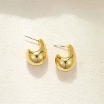 Vintage Chunky Dome Drop Earrings For Women Gold Plated Stainless Steel Thick Teardrop Earring Statement Wedding Jewelry Gifts - Image 2